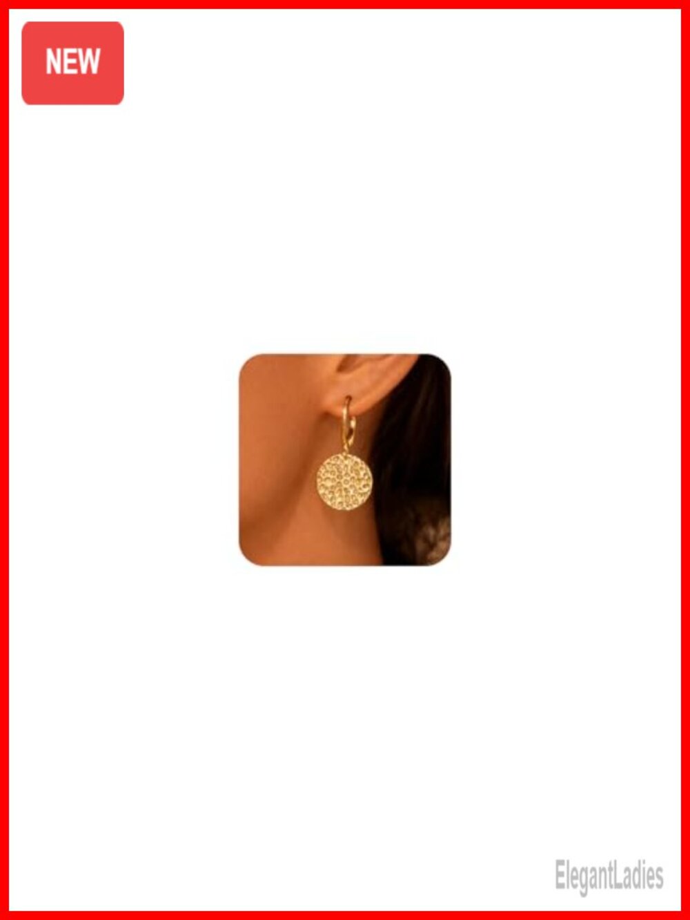 14K Goldplated Hammered Coin Dangle Earrings 925 Silver Women